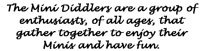 Text Box: The Mini Diddlers are a group of enthusiasts, of all ages, that gather together to enjoy their Minis and have fun.

